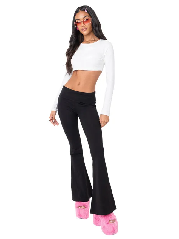 , comfortable, slim, slim, anti-waist, low-waist flared pants