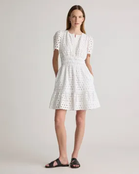 100% Organic Cotton Eyelet Tiered Mini Dress