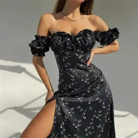 2024 Summer Sexy Slit Slim MIDI Long Plus Size Floral Dress