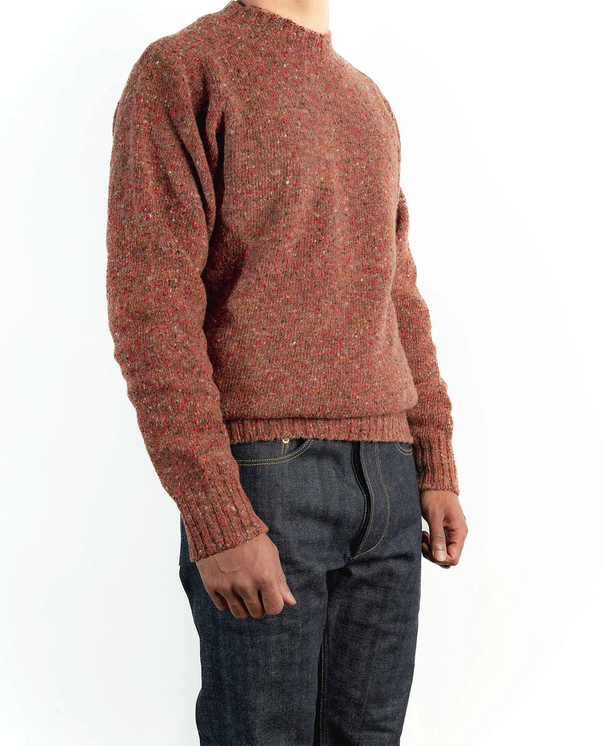 Burrows & Hare Merino Donegal Crew Neck Jumper - Rust