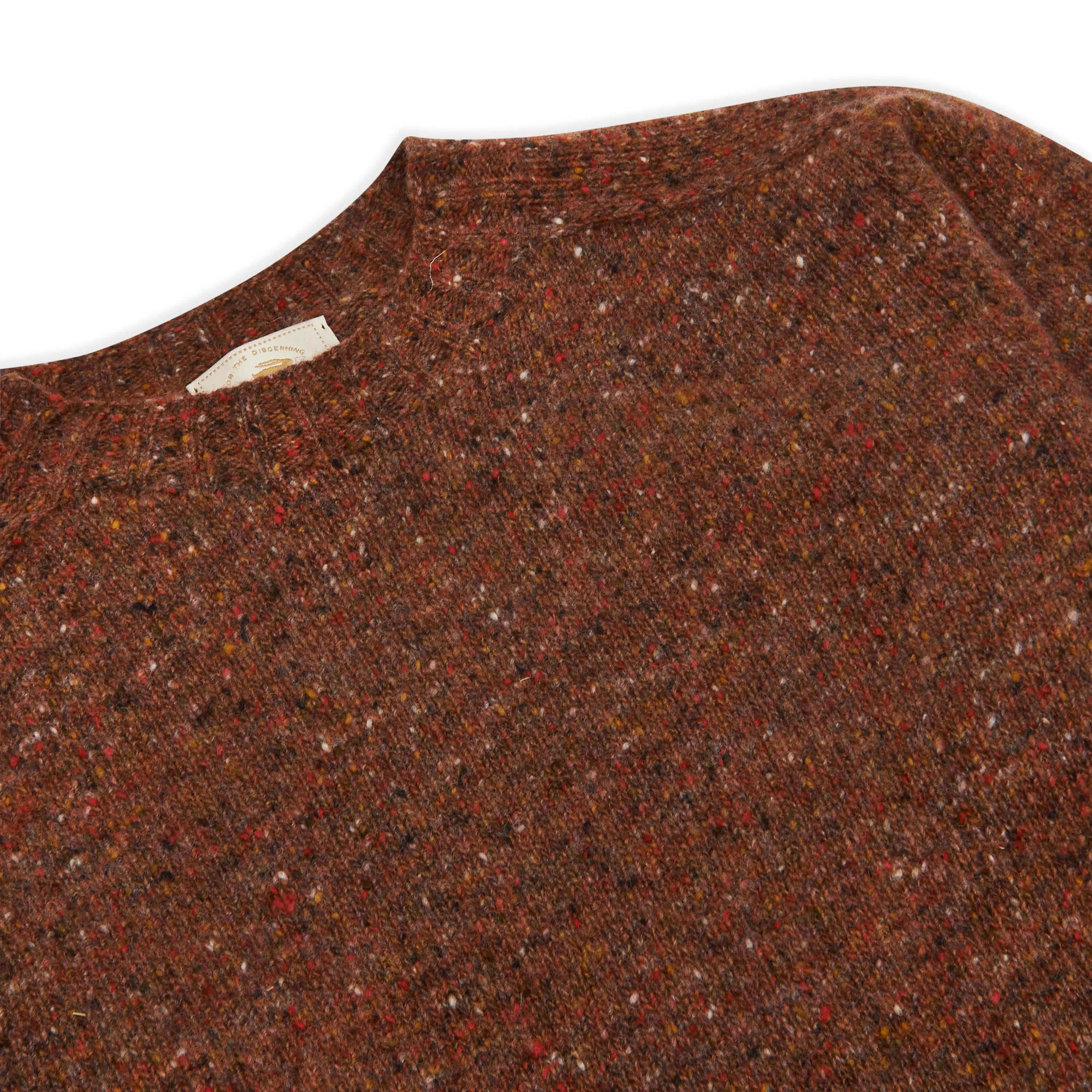 Burrows & Hare Merino Donegal Crew Neck Jumper - Rust