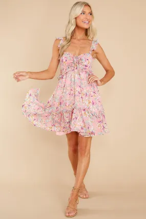 Carefree Love Pink Multi Floral Print Dress