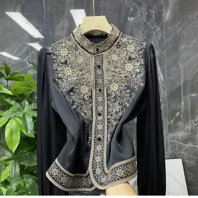 Celeste - Fashionable Embroidered Long Sleeve Blouse for Women