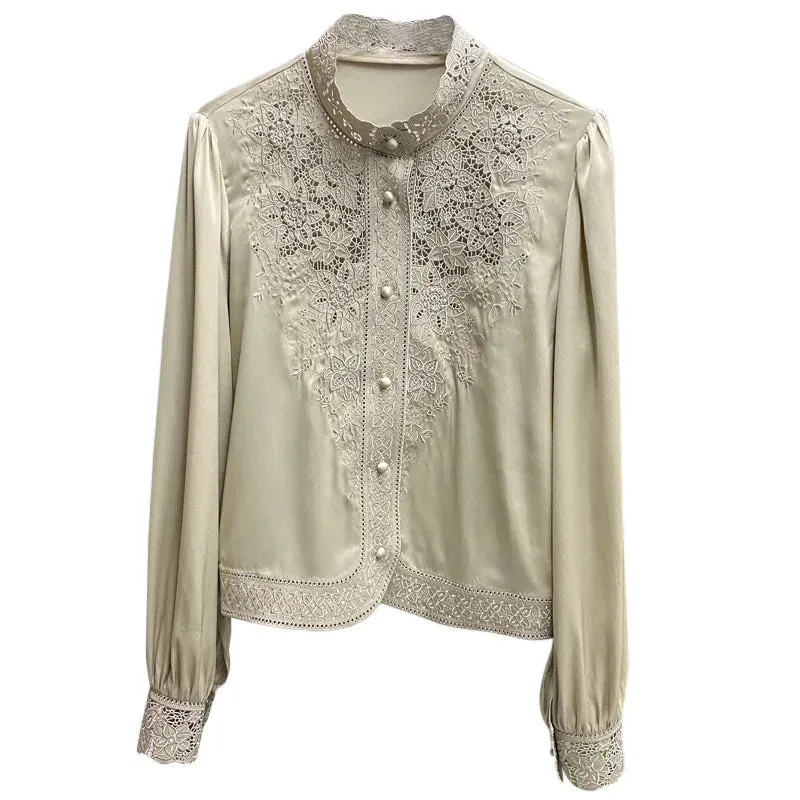 Celeste - Fashionable Embroidered Long Sleeve Blouse for Women