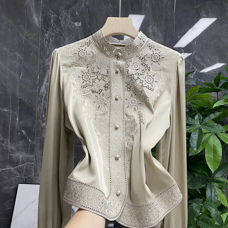 Celeste - Fashionable Embroidered Long Sleeve Blouse for Women