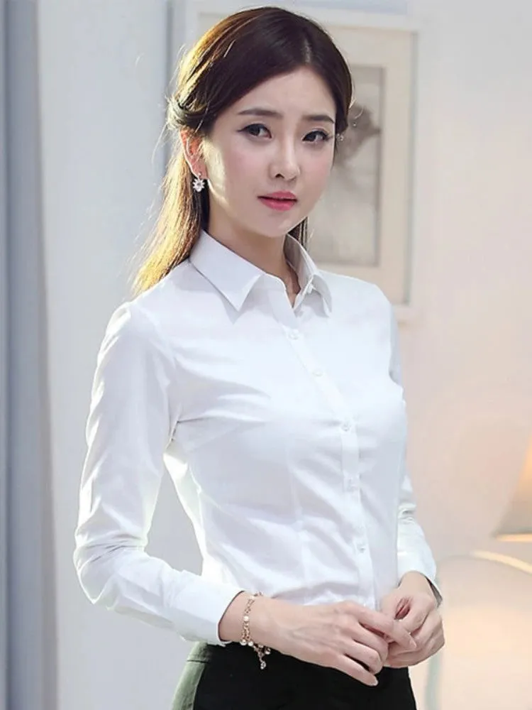 Clarissa - Classic Formal White Shirt for Women