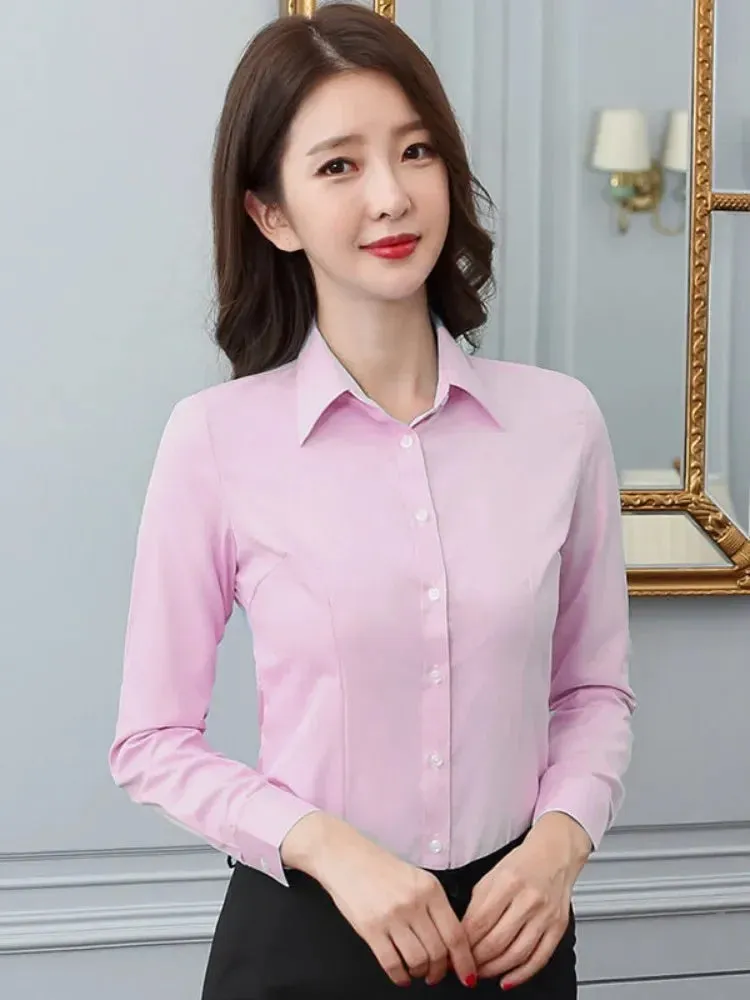 Clarissa - Classic Formal White Shirt for Women