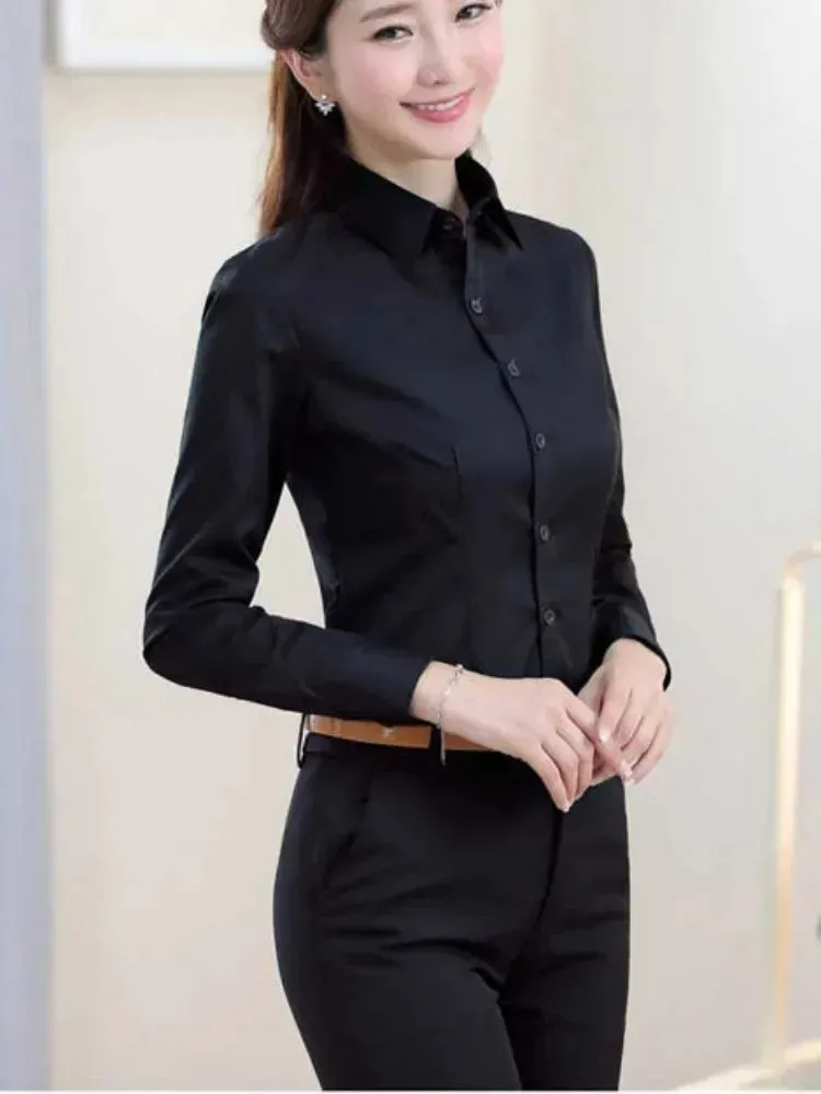 Clarissa - Classic Formal White Shirt for Women