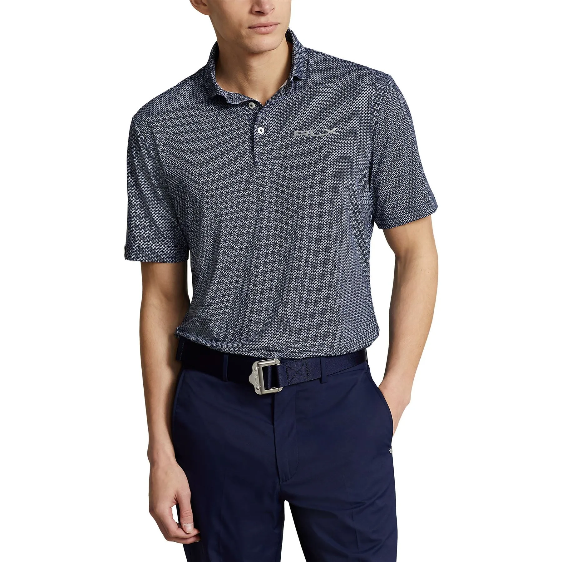 Classic Fit Performance Polo Refined Navy Geo Neat - SS24