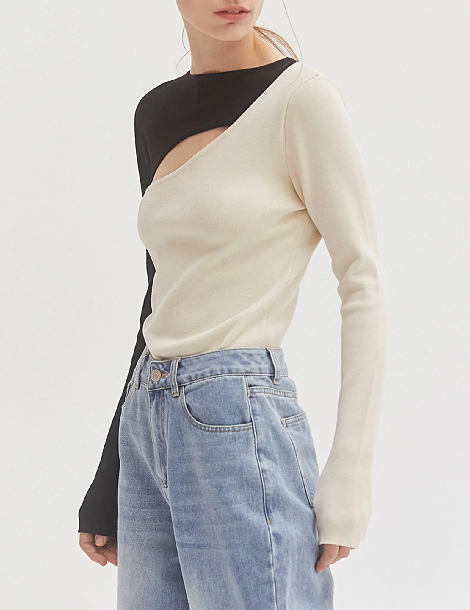 Cody Color Block Cutout Top