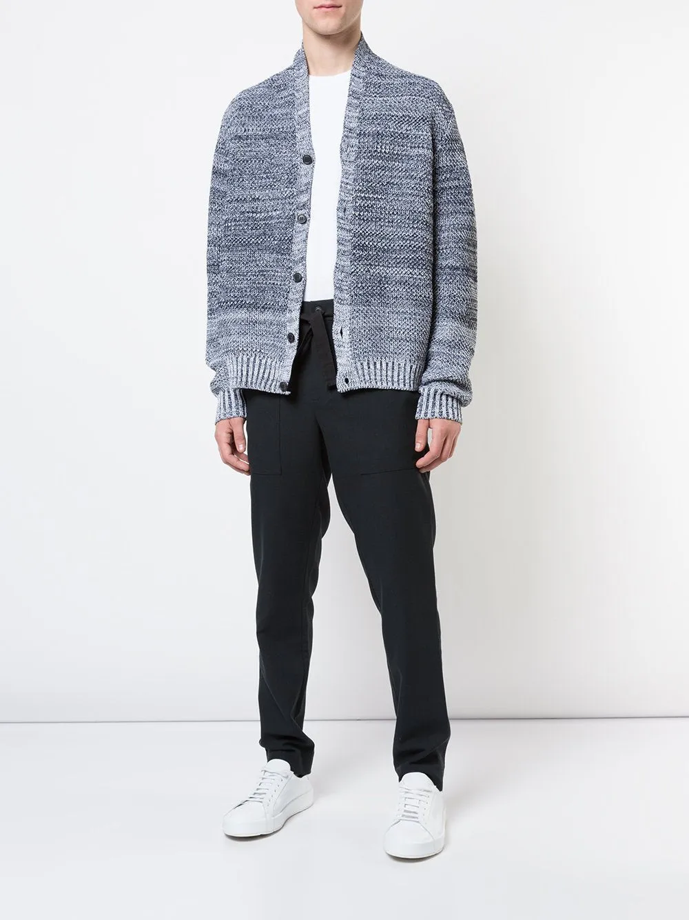 Cotton Nylon Melange Grey Knit Cardigan Brigade