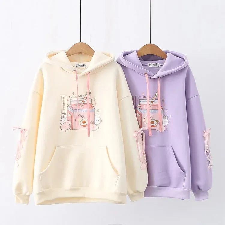 Cozy Sips and Cuddles: Cartoon Bunny Drinks Hoodie - Your Perfect Blend of Comfort! ☕🤗