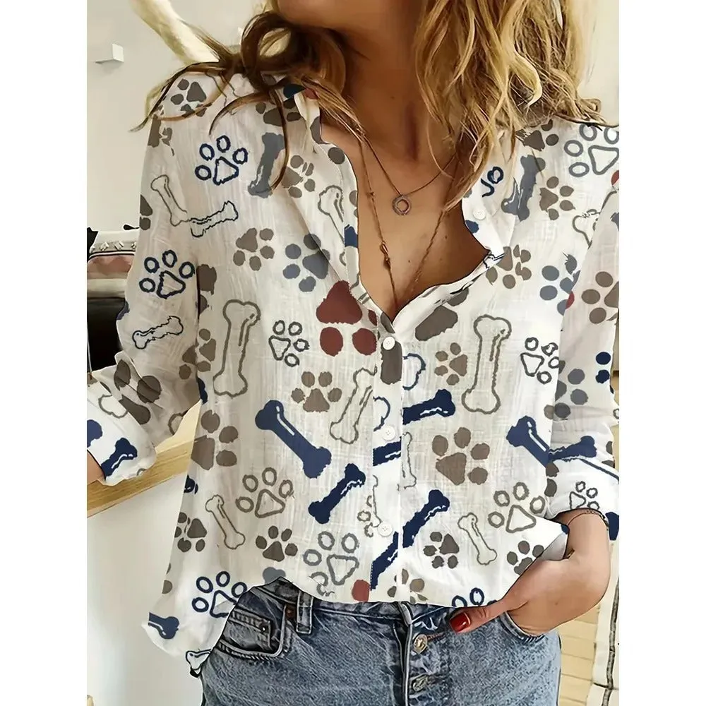 Elegant Long Sleeve Animal Print Blouse for Women