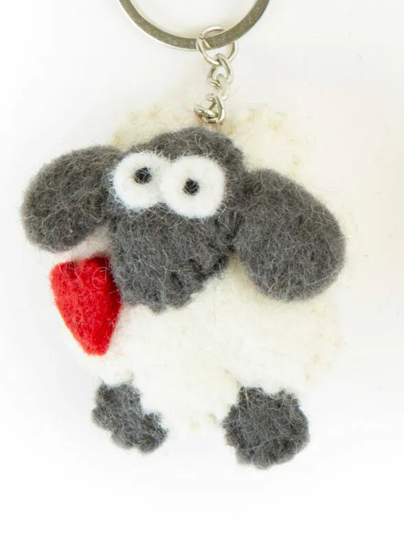 Felt Sheep Keyring