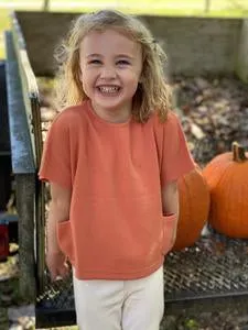 Fiona Girls’ Pumpkin Short Sleeve Sweater - Select Size