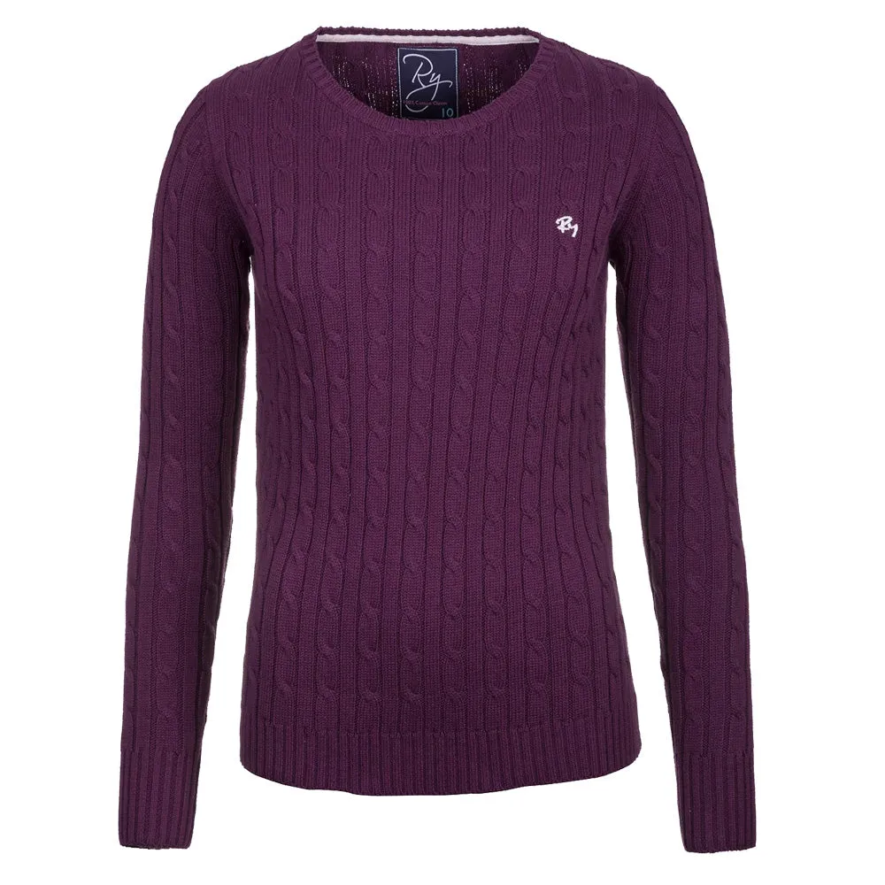 Ladies Crew Neck Cable Knit Sweater