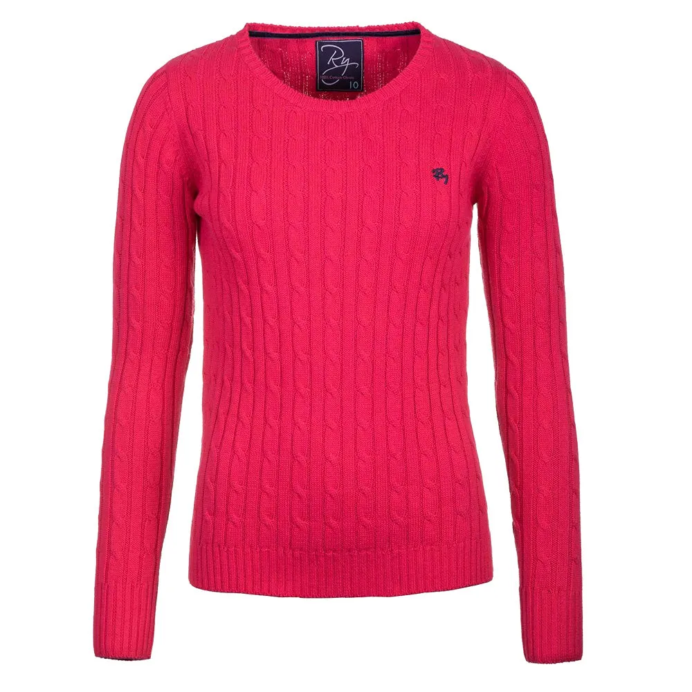 Ladies Crew Neck Cable Knit Sweater