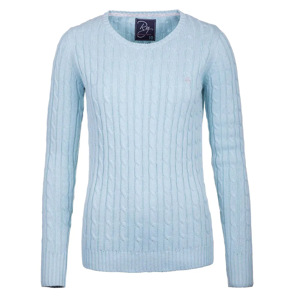 Ladies Crew Neck Cable Knit Sweater