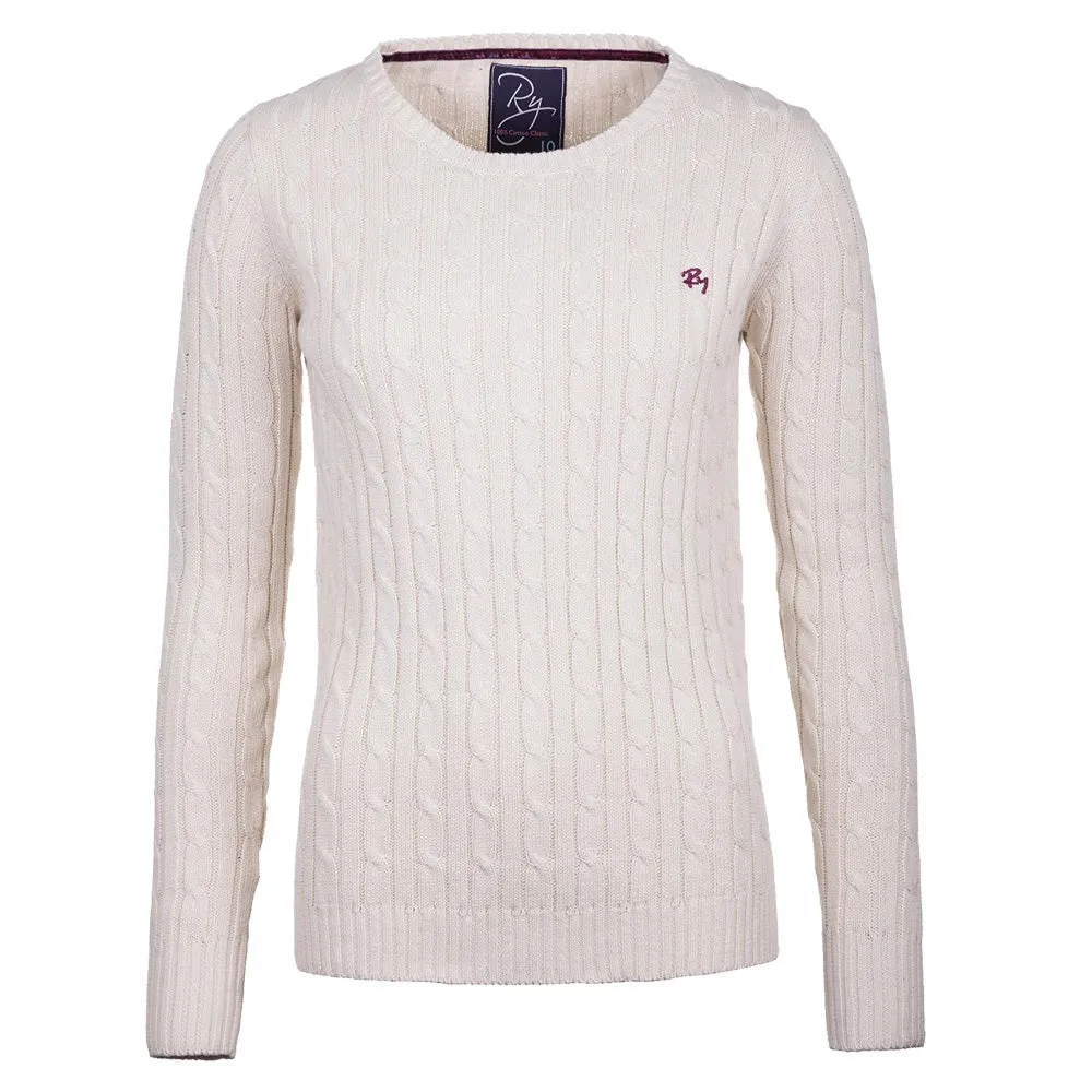 Ladies Crew Neck Cable Knit Sweater