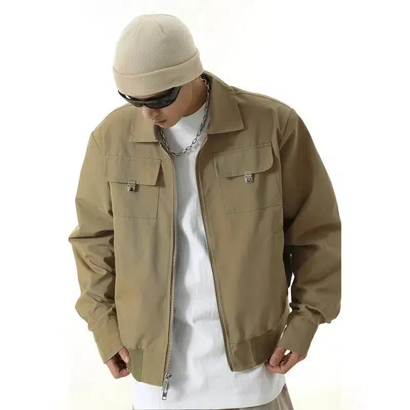 Lapel Versatile Zip-Up Utility Jacket