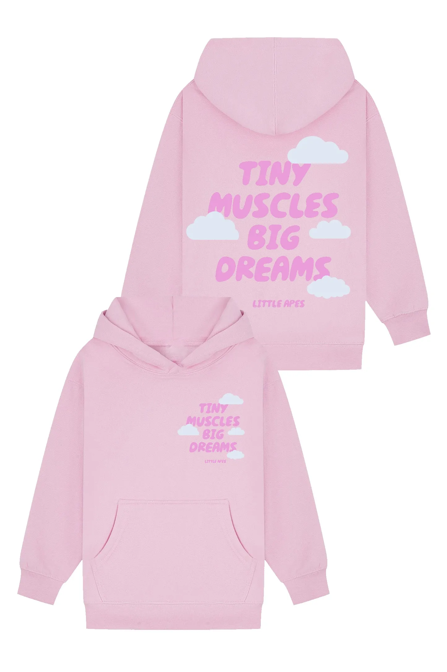 Little Apes Tiny Muscles Big Dreams Hoodie - Light Pink