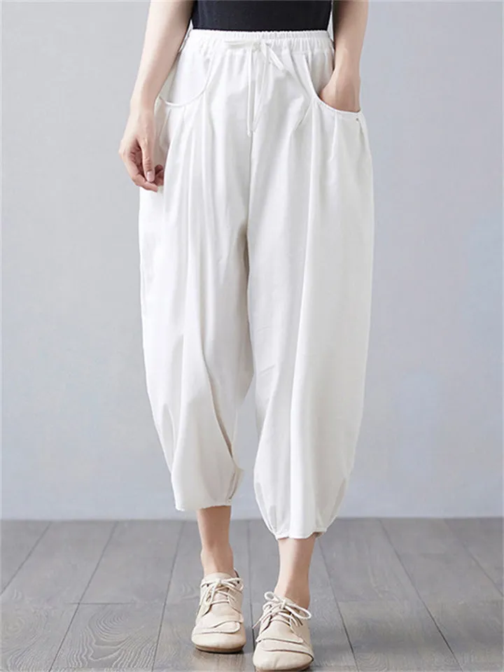 Loose Fit Plain Summer Comfortable Pants for Women