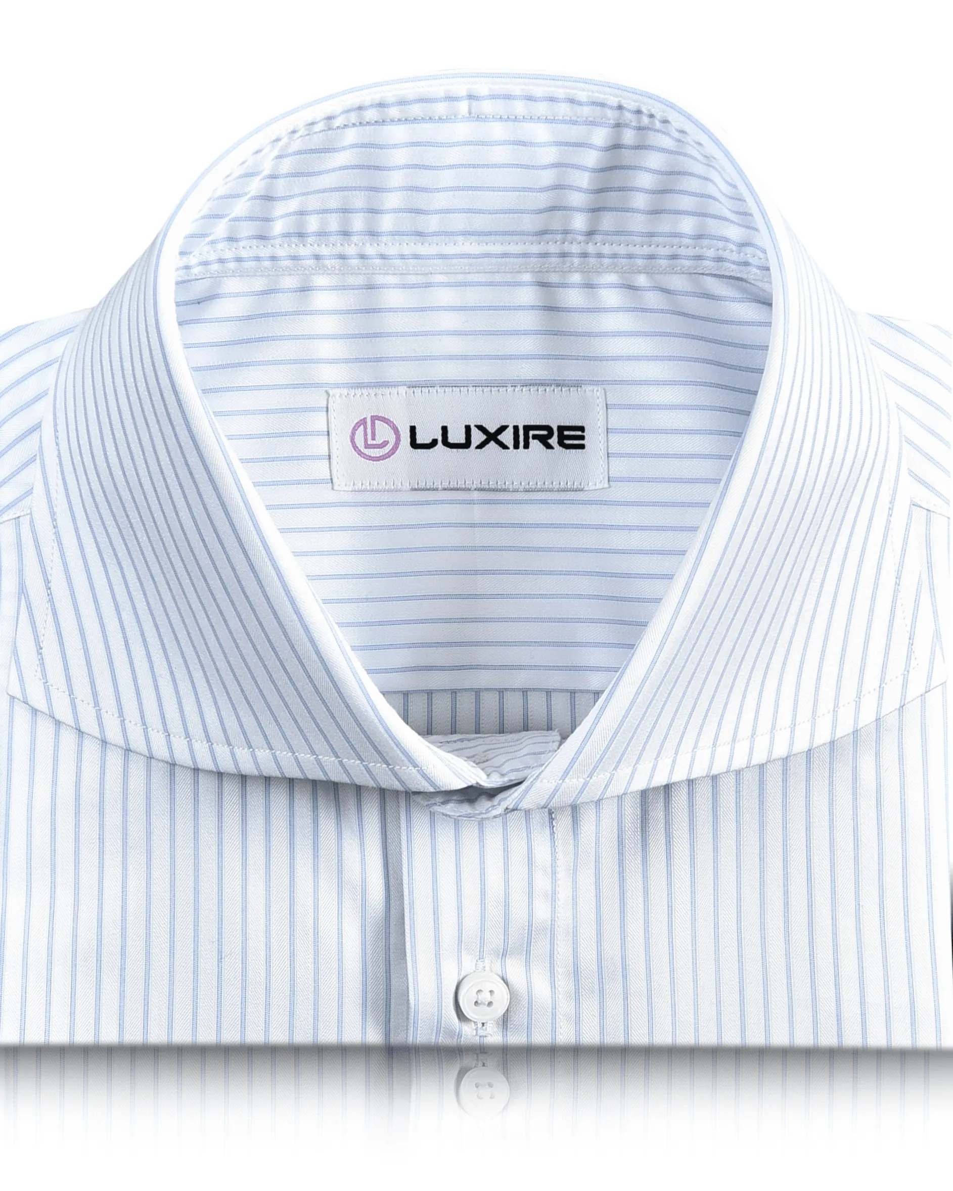 Luxire Priviledge: Pale Blue Pin Stripes On White Dobby Shirt