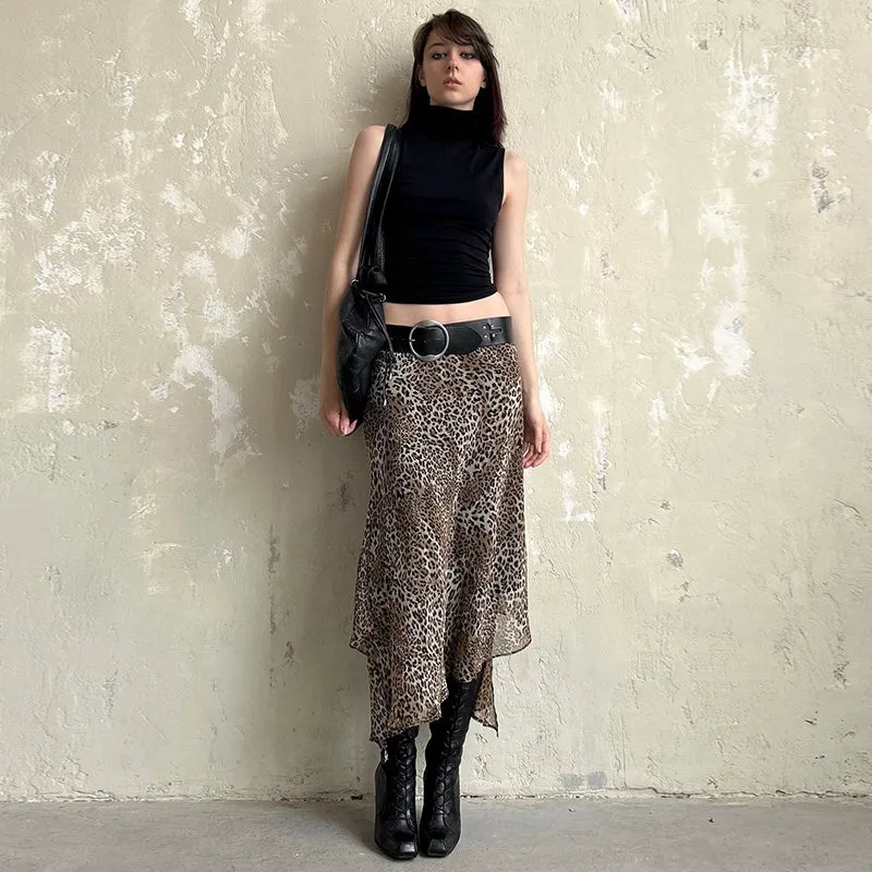 Mahathi Leopard Print Midi Skirt