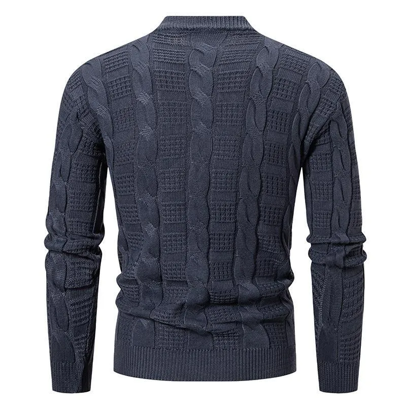 Men's Round Neck Twisted Pullover Knitwear - Korean Style