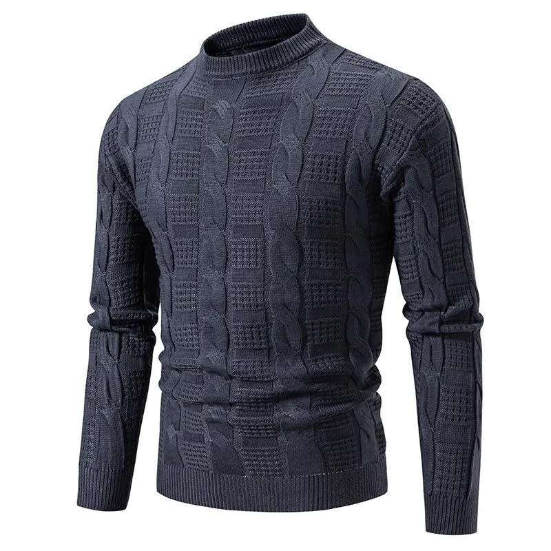 Men's Round Neck Twisted Pullover Knitwear - Korean Style