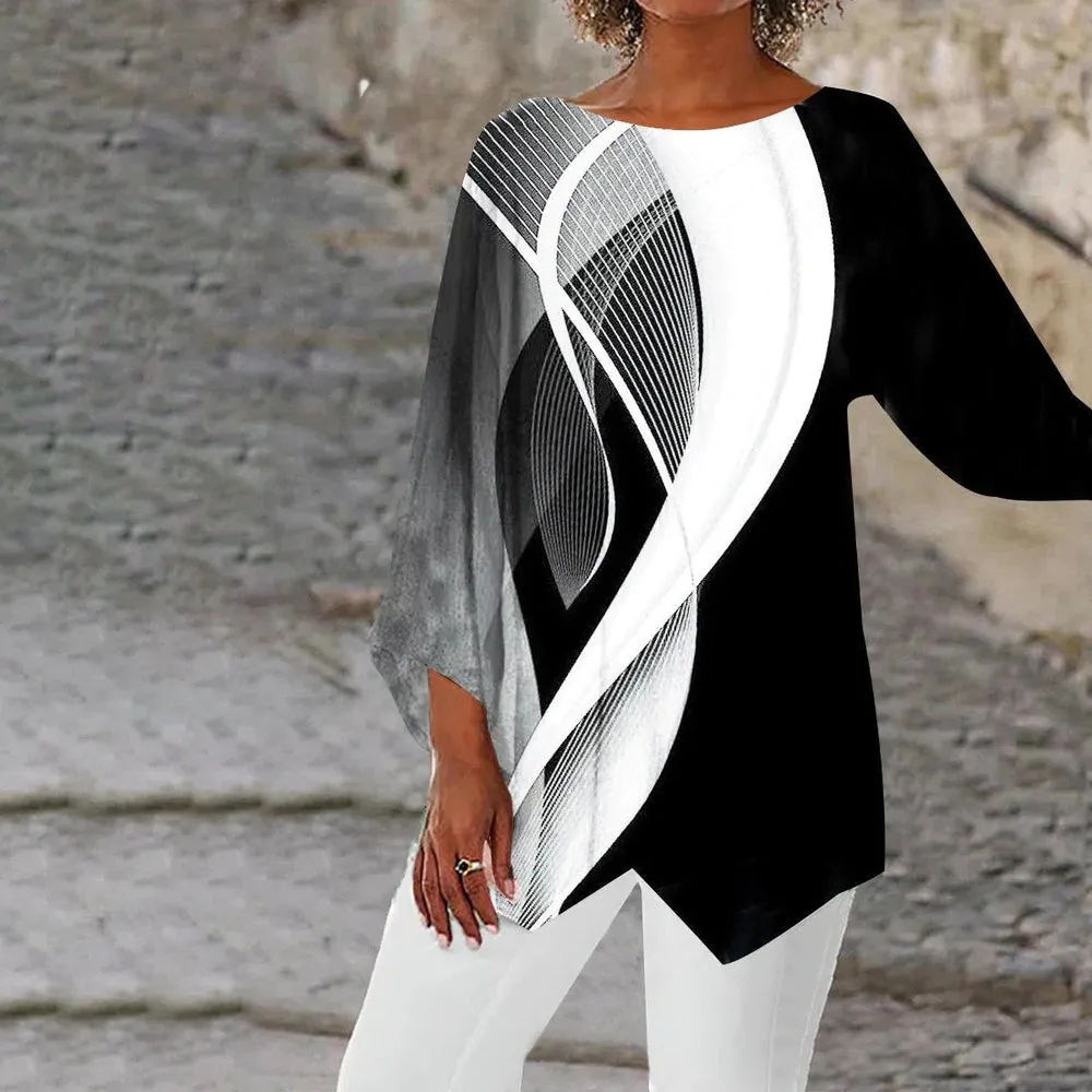 Modern Geometric Long Sleeve Tunic Top