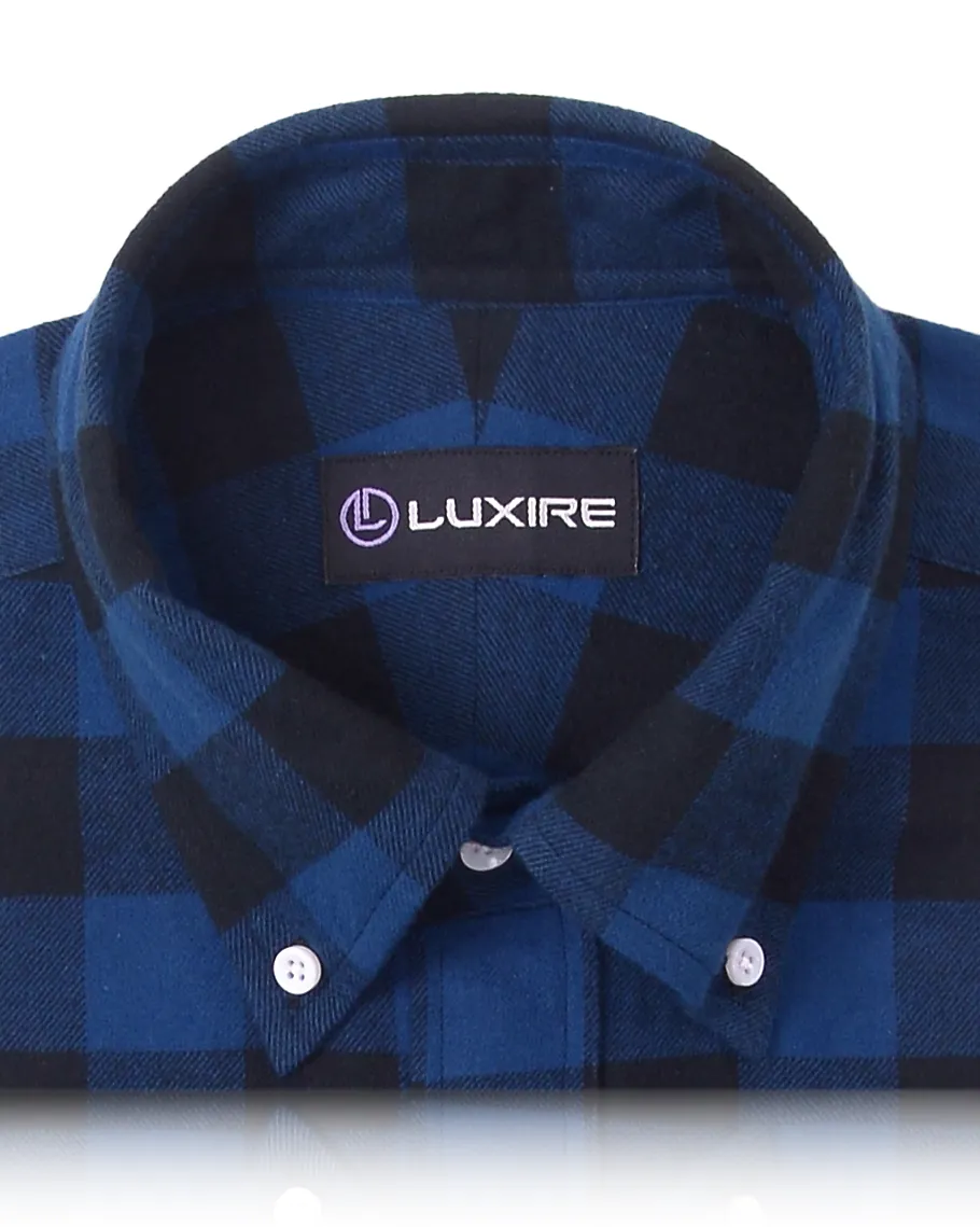 Navy Black Big Gingham Flannel