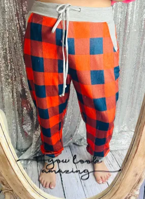 Orange & Blue Checker Joggers With Pockets