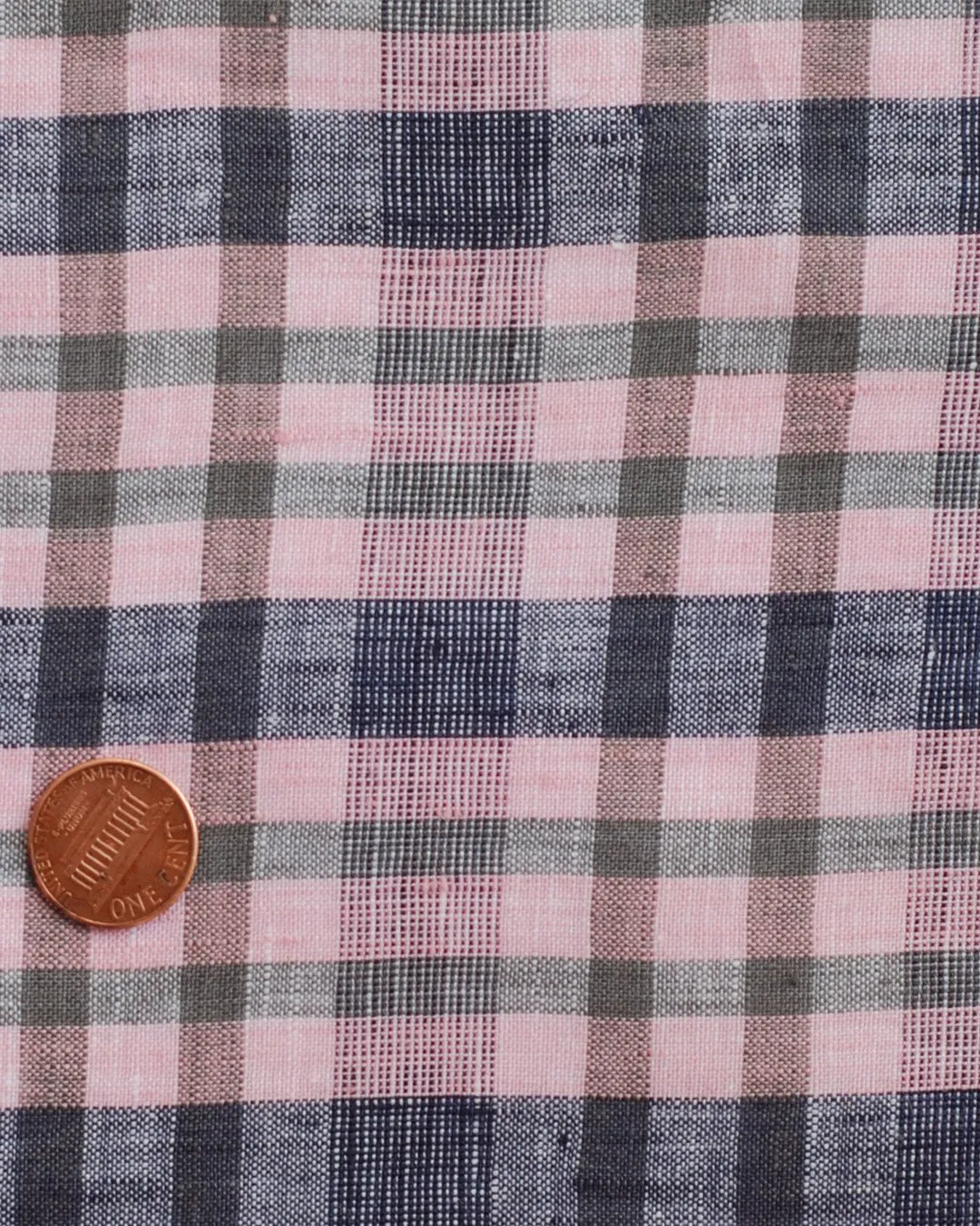 Pink & Navy Checkered Linen Shirt