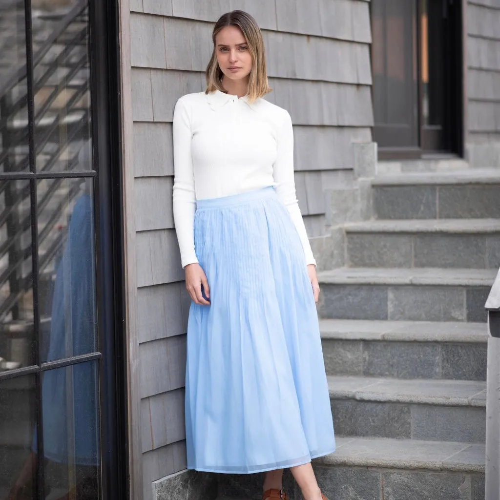 Pleated Chiffon Skirt | Light Blue [Final Sale]