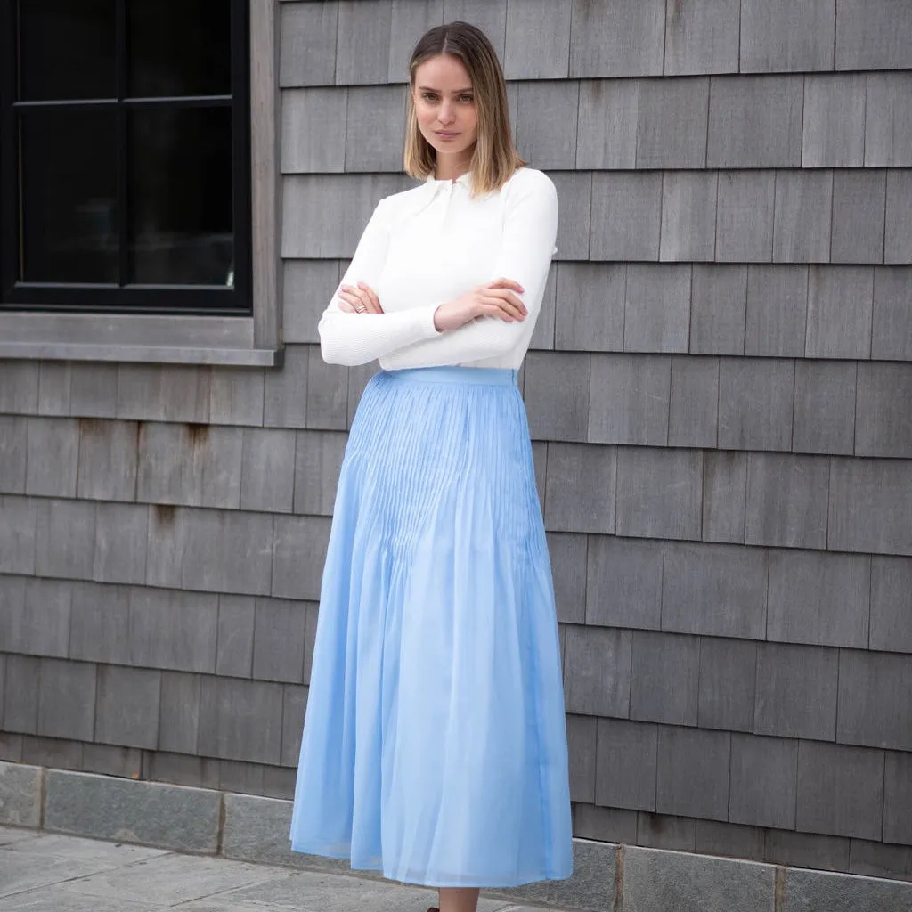 Pleated Chiffon Skirt | Light Blue [Final Sale]