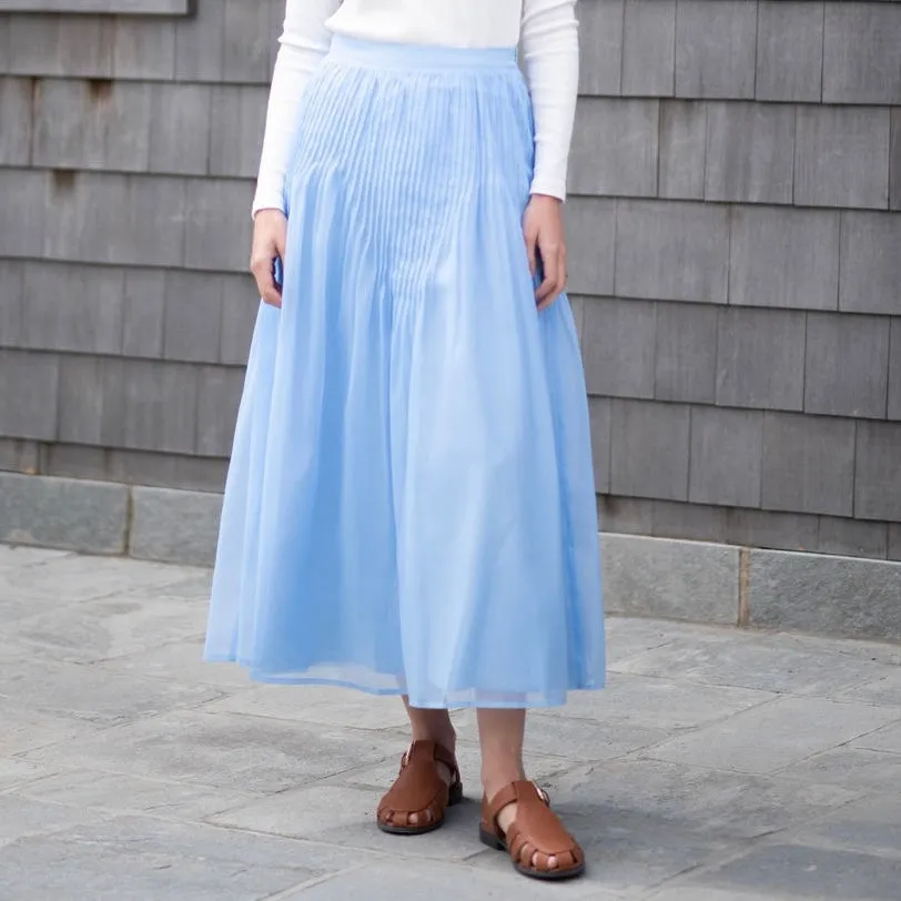 Pleated Chiffon Skirt | Light Blue [Final Sale]