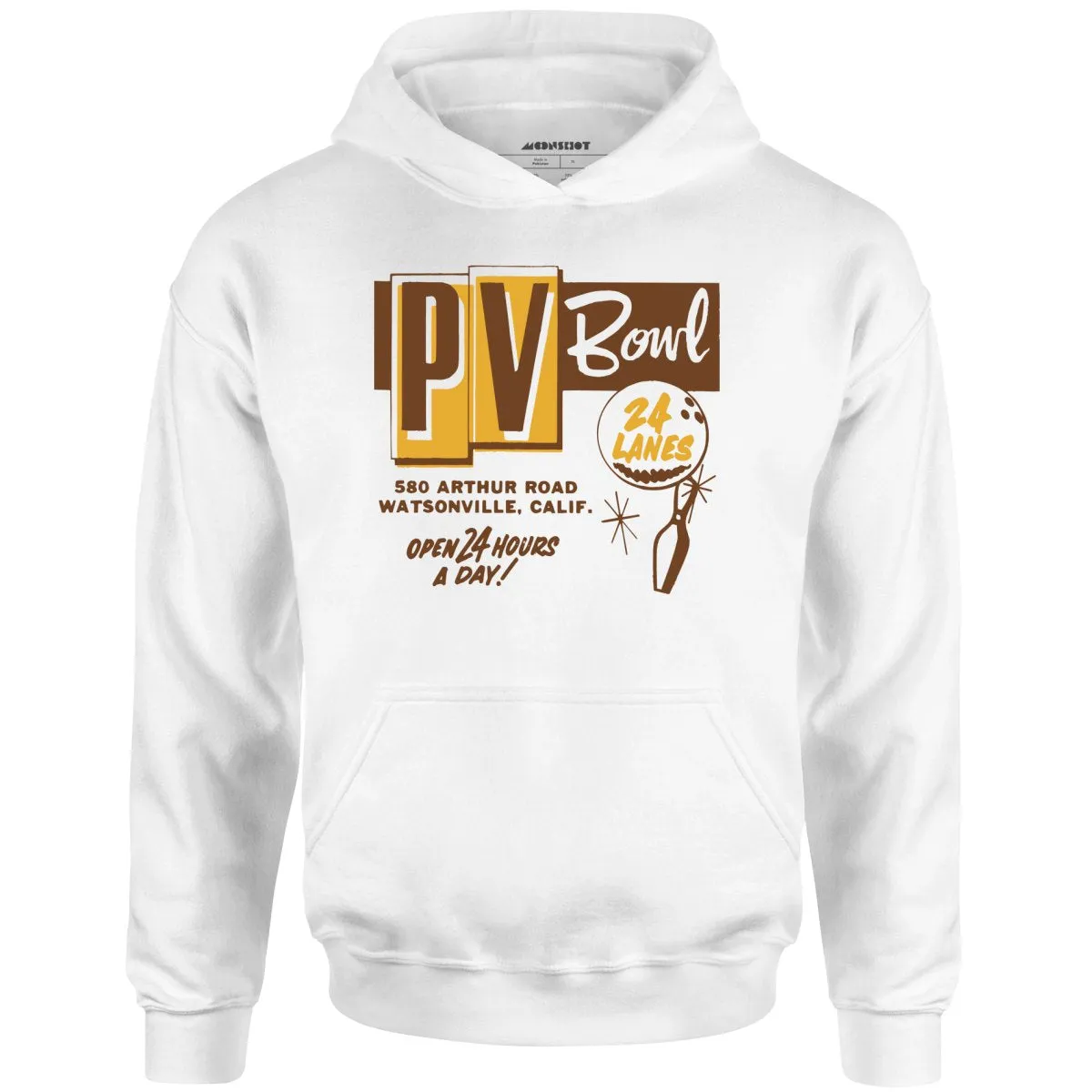 PV Bowl - Watsonville, CA - Vintage Bowling Alley - Unisex Hoodie