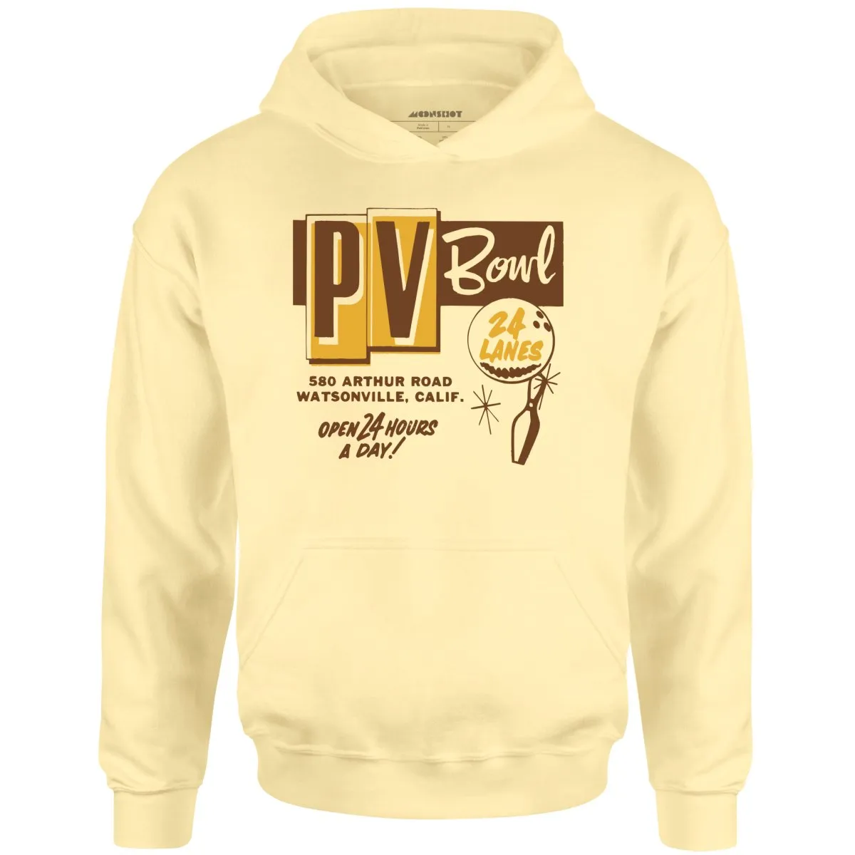 PV Bowl - Watsonville, CA - Vintage Bowling Alley - Unisex Hoodie