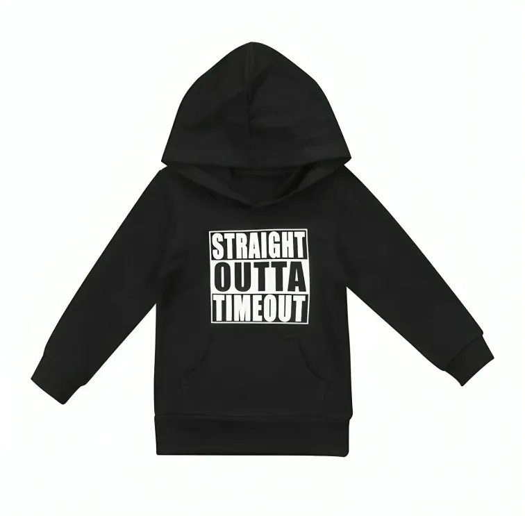 "Straight Outta Timeout" Printed Baby Hoodie