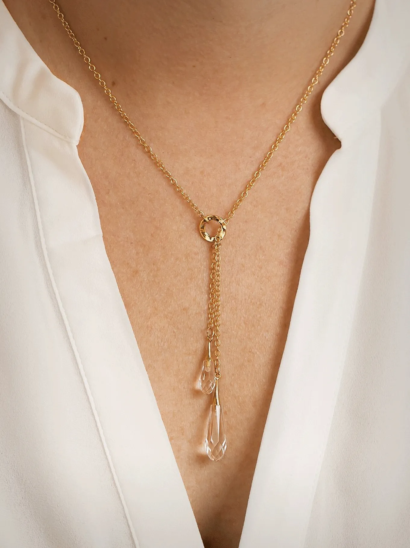 Rain Drop Lariat Necklace