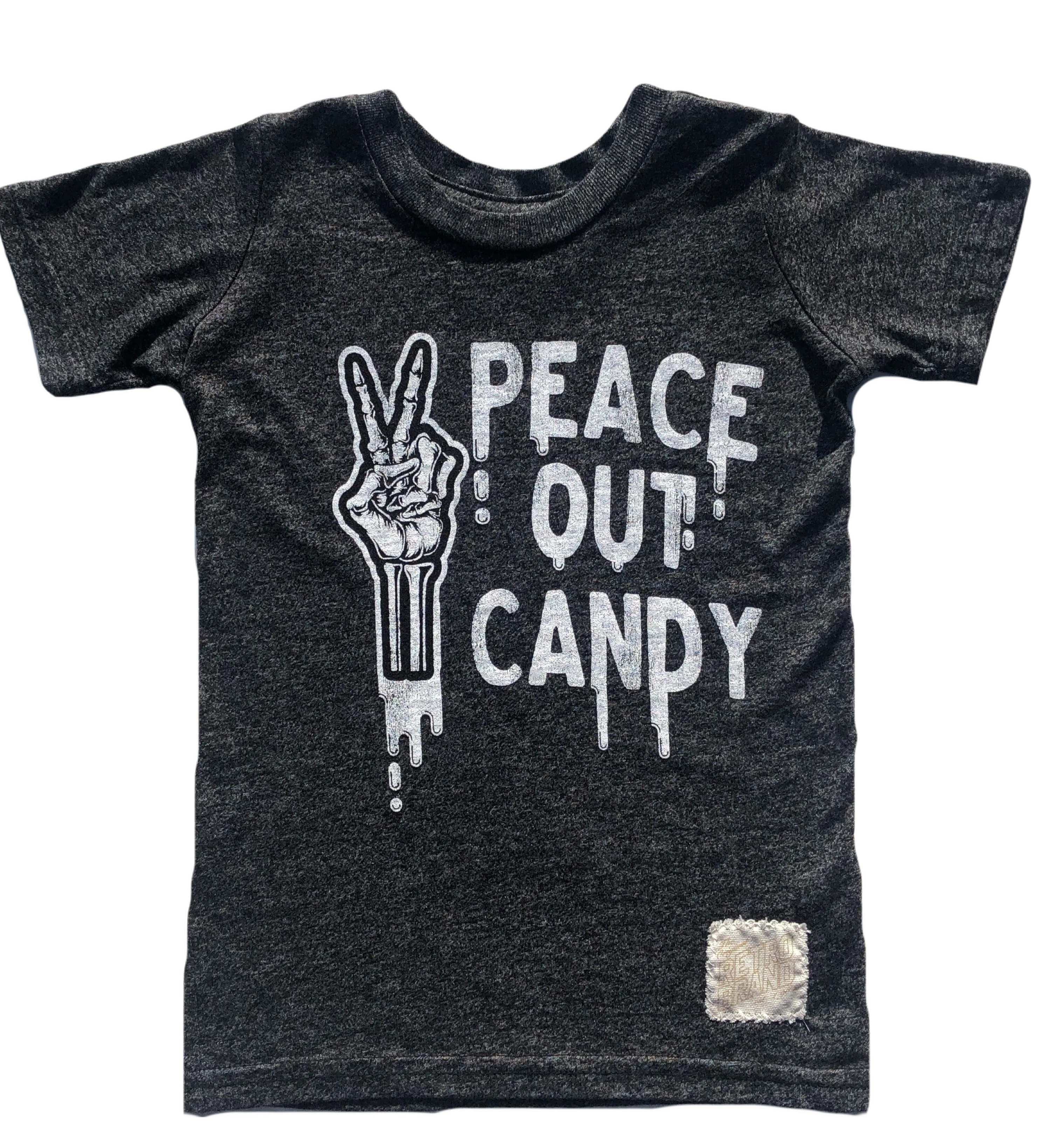 Retro Brand - Peace Out Candy Tee in Heather Black