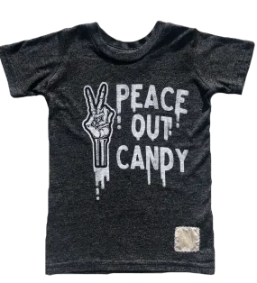 Retro Brand - Peace Out Candy Tee in Heather Black