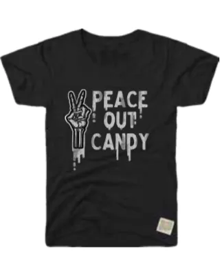 Retro Brand - Peace Out Candy Tee in Heather Black