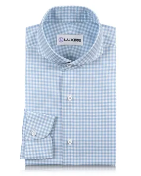 Soft Light Baby Blue Mini Gingham Shirt