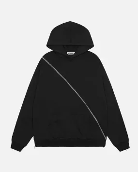 Solid Zip Up Black Hoodie