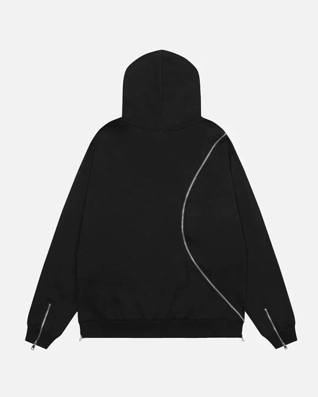 Solid Zip Up Black Hoodie