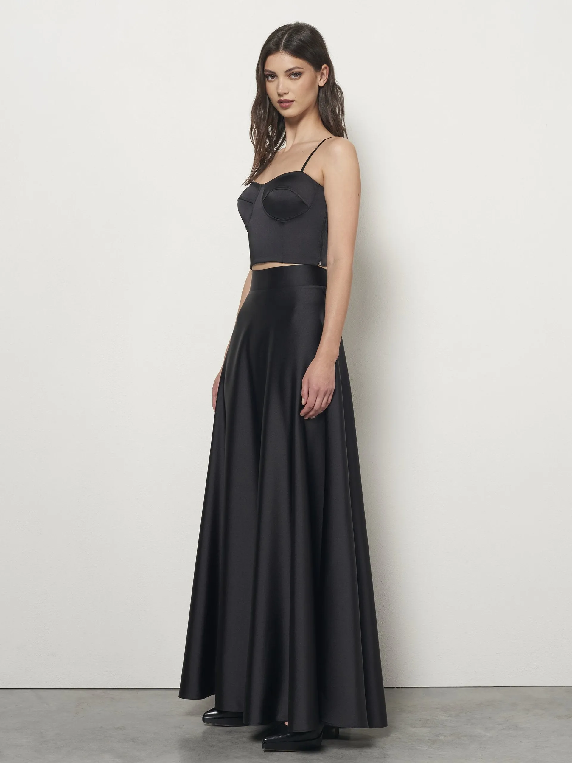 Structured Satin Maxi Skirt