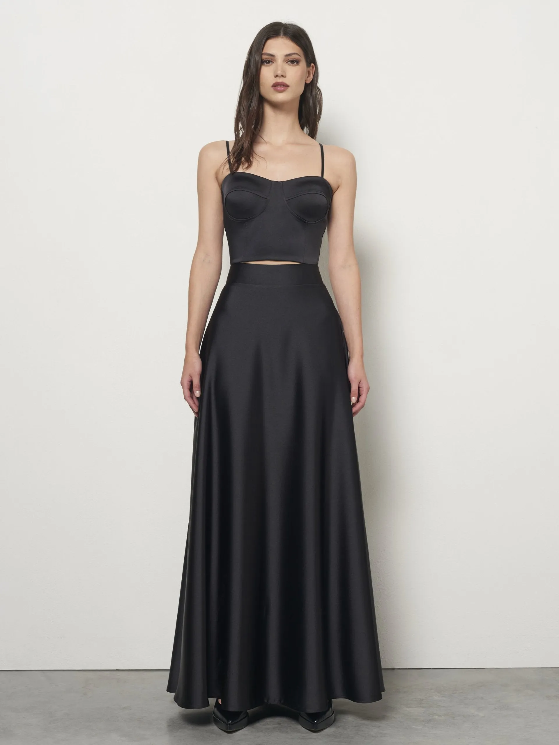 Structured Satin Maxi Skirt