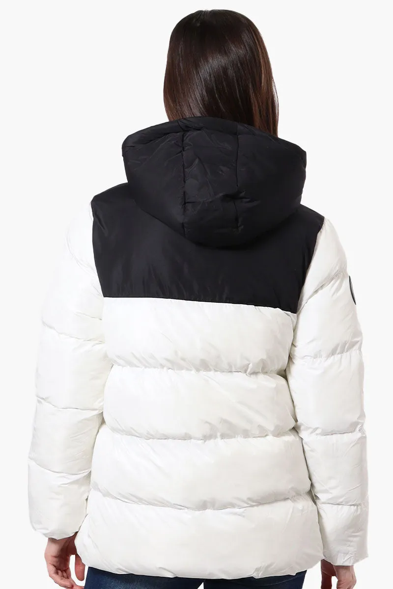 Super Triple Goose Sherpa Lined Bubble Bomber Jacket - White